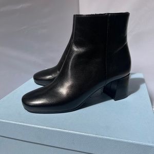 Prada Napa Leather Ankle Boots - Black